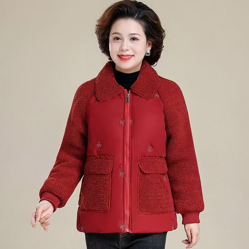 A014中老年女装妈妈冬季棉衣棉服保暖宽松洋气棉袄气质妈妈装时尚