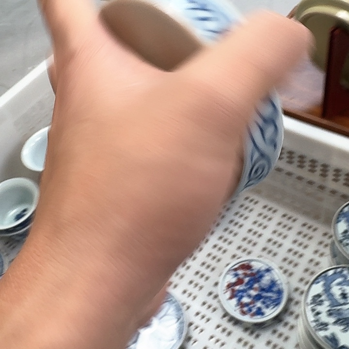 瓷片青花芭蕉盖置景德镇