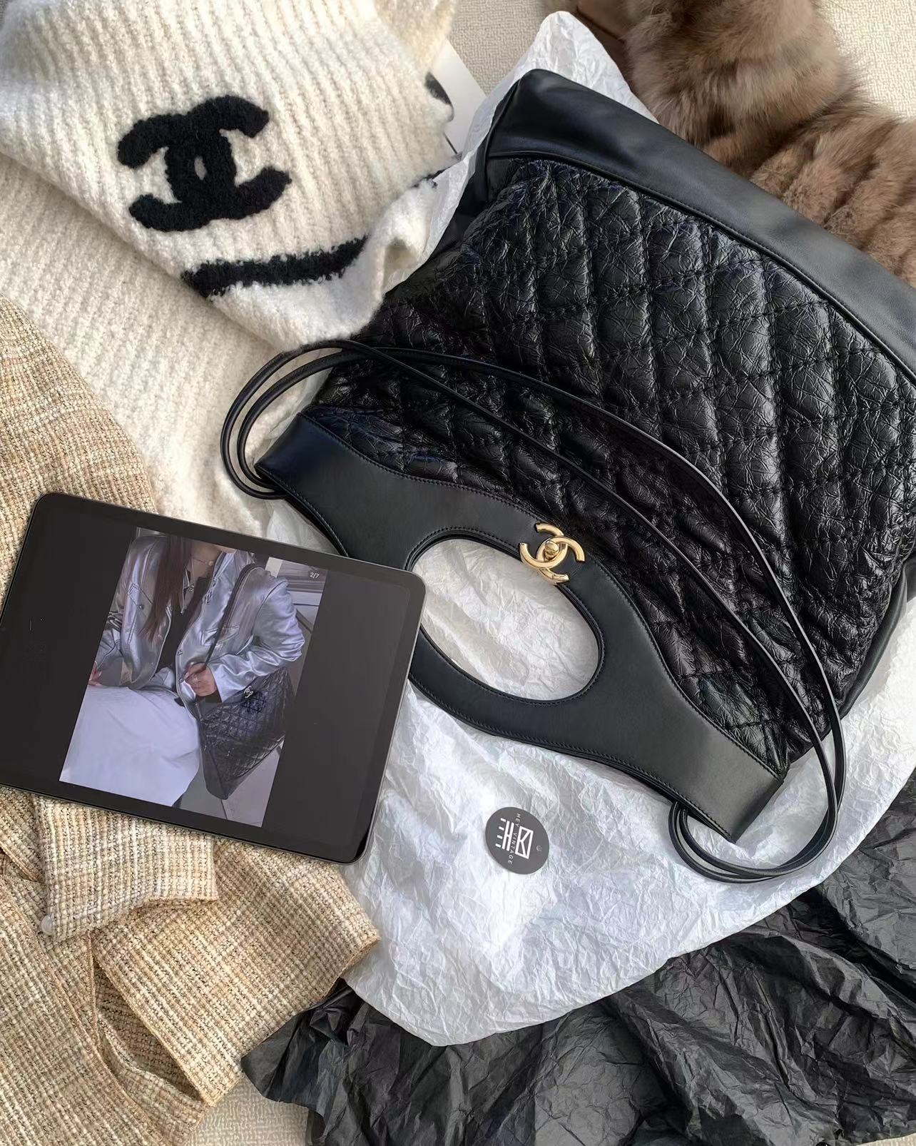 95新 Chanel/香奈儿 黑金31bag包 38cm 18218672