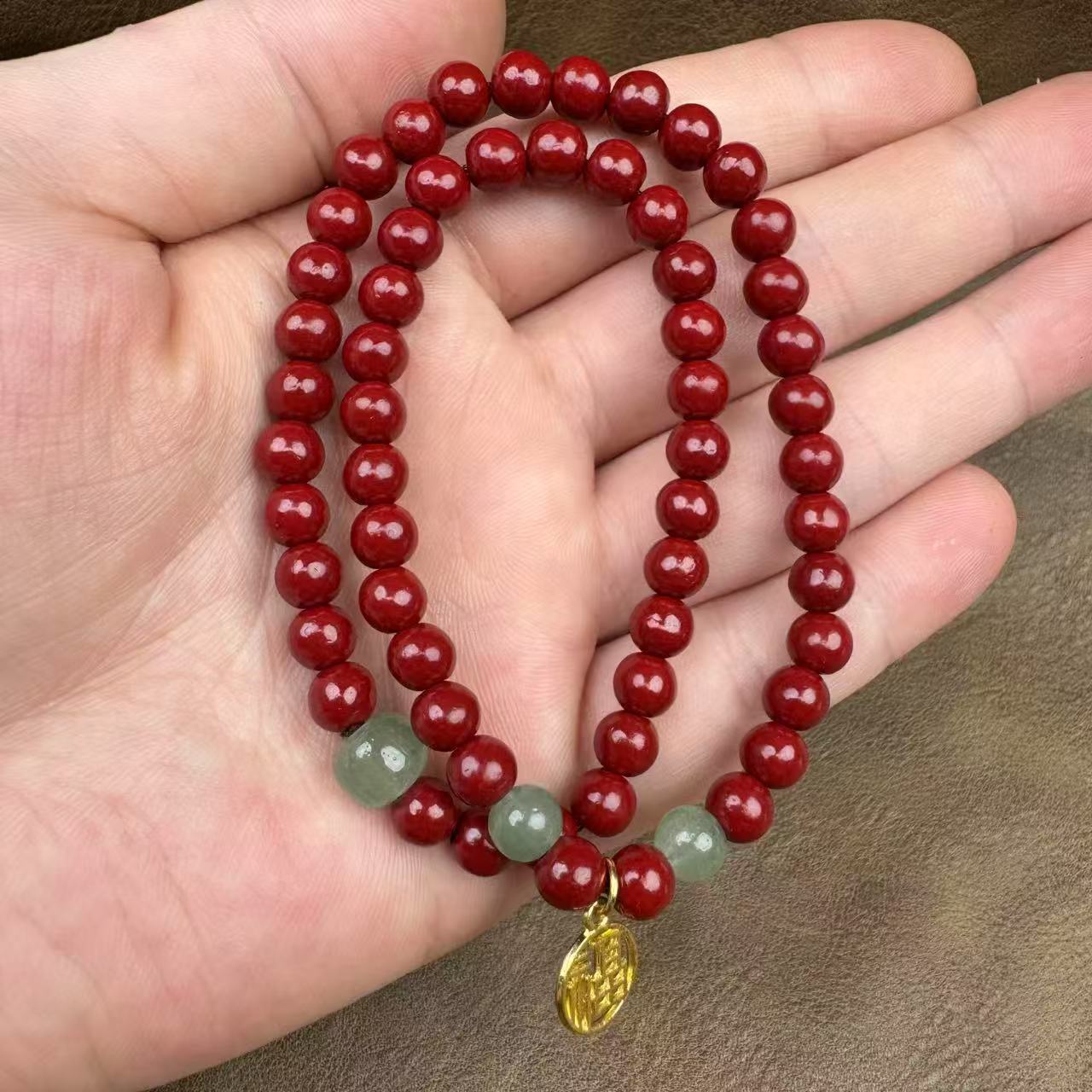 天然辰砂手串朱砂 +福挂 (无礼盒) K70