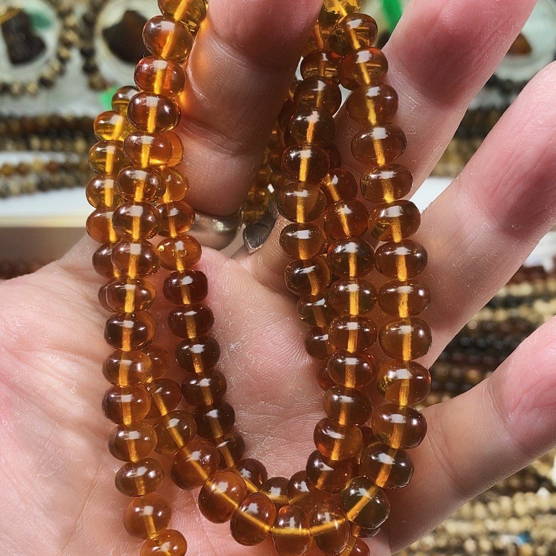 琥珀未镶嵌裸石金珀108 8+