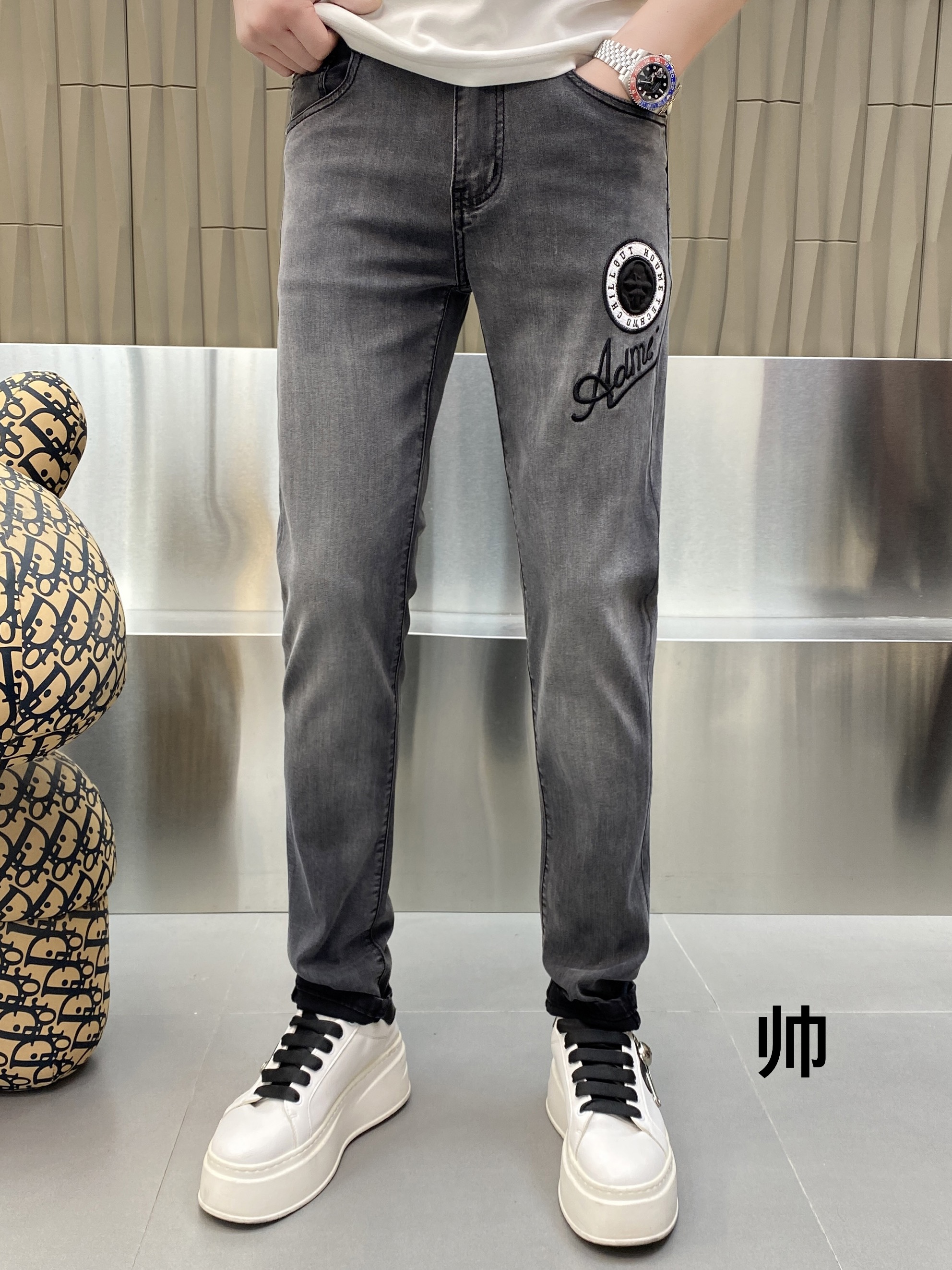 2025春季新款潮流牛仔裤直筒微小脚休闲时尚男5823