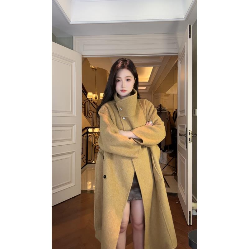 「天空之城」中长款秋冬显瘦气质宽松外套双面呢大衣