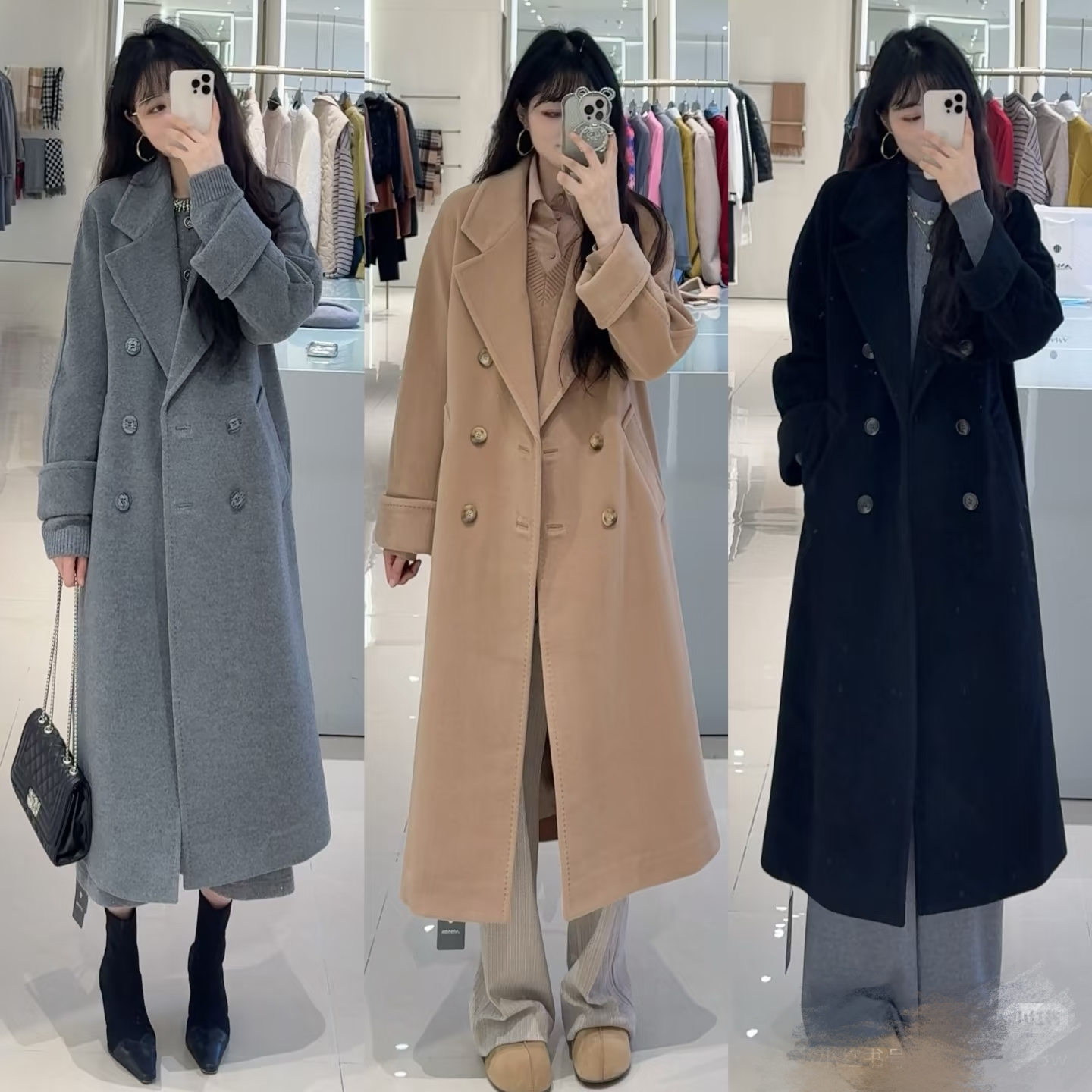 AMASS/阿玛施新款秋冬气质高级质感时尚加厚长款毛呢大衣5400861