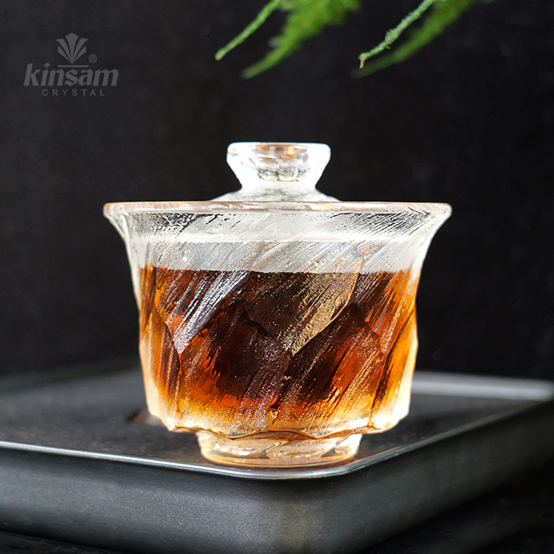 【Kinsam晶盛】原矿水晶玄冰盖碗轻奢居家会客中式送礼泡茶耐热茶具