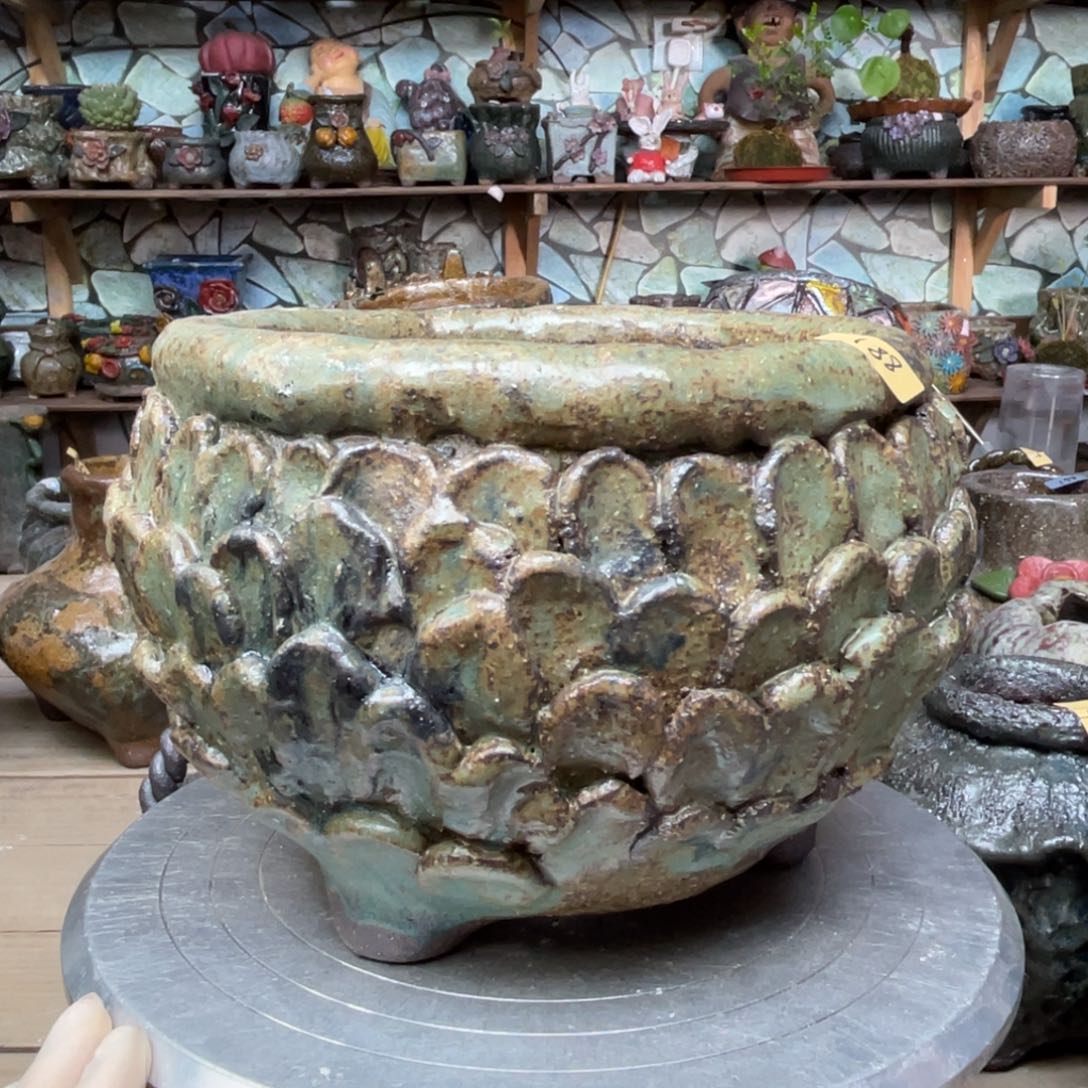 红陶粗砂陶瓷花盆