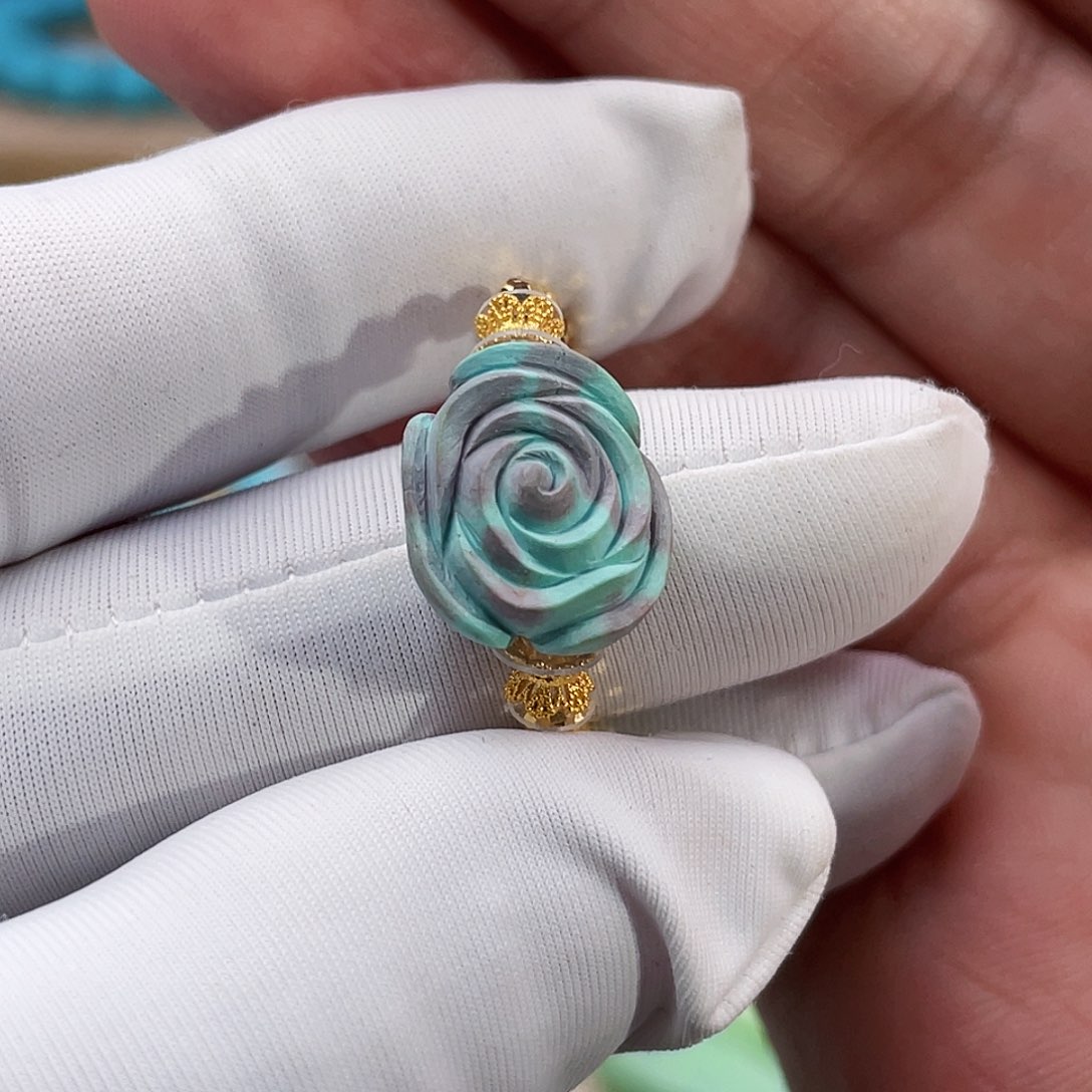 绿松石珠宝奇石18K金镶嵌