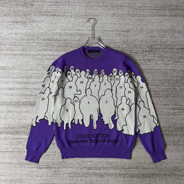 99新 LouisVuitton/路易威登 FW22简笔人像针织毛衣/尺码L/3293