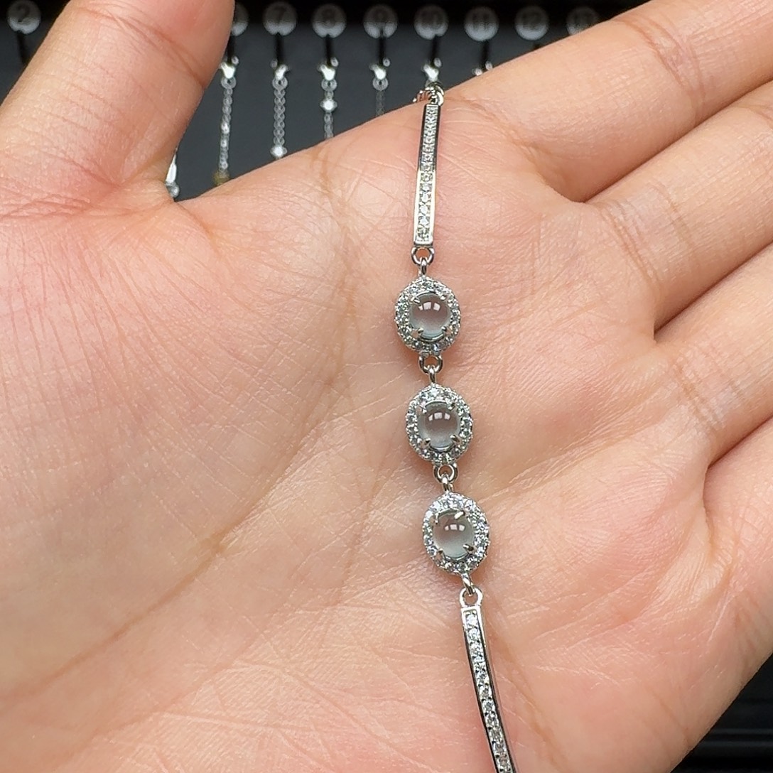 翡翠银S925镶嵌手链