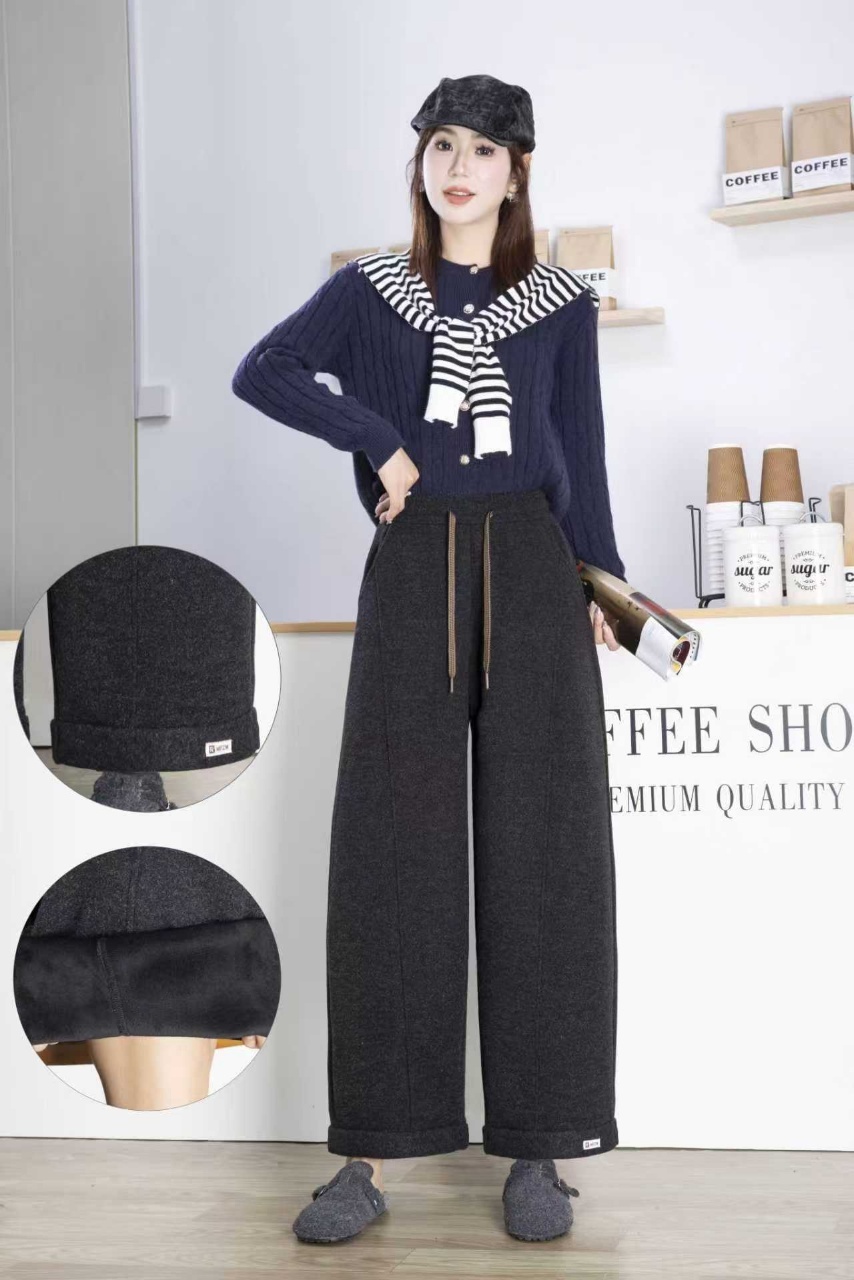 新猫咪毛呢云朵裤