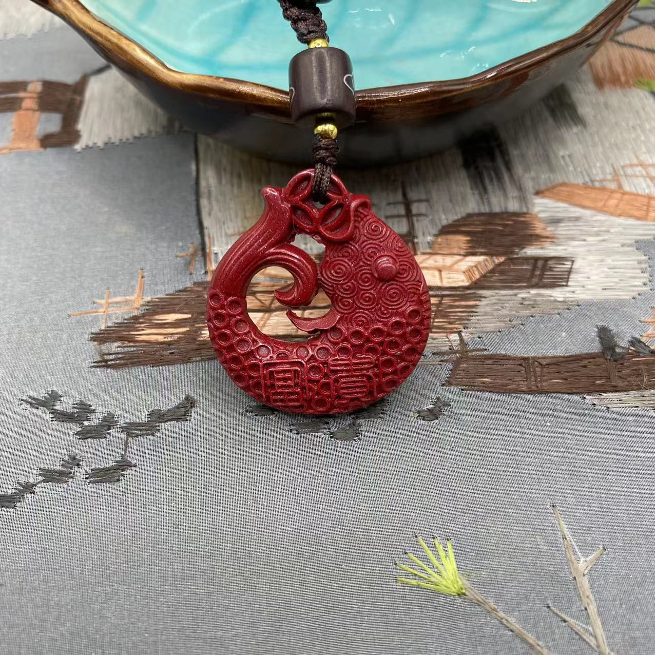含辰砂工艺品【朱砂工厂】紫金砂设计款连年有余爆款小鱼儿钥匙扣