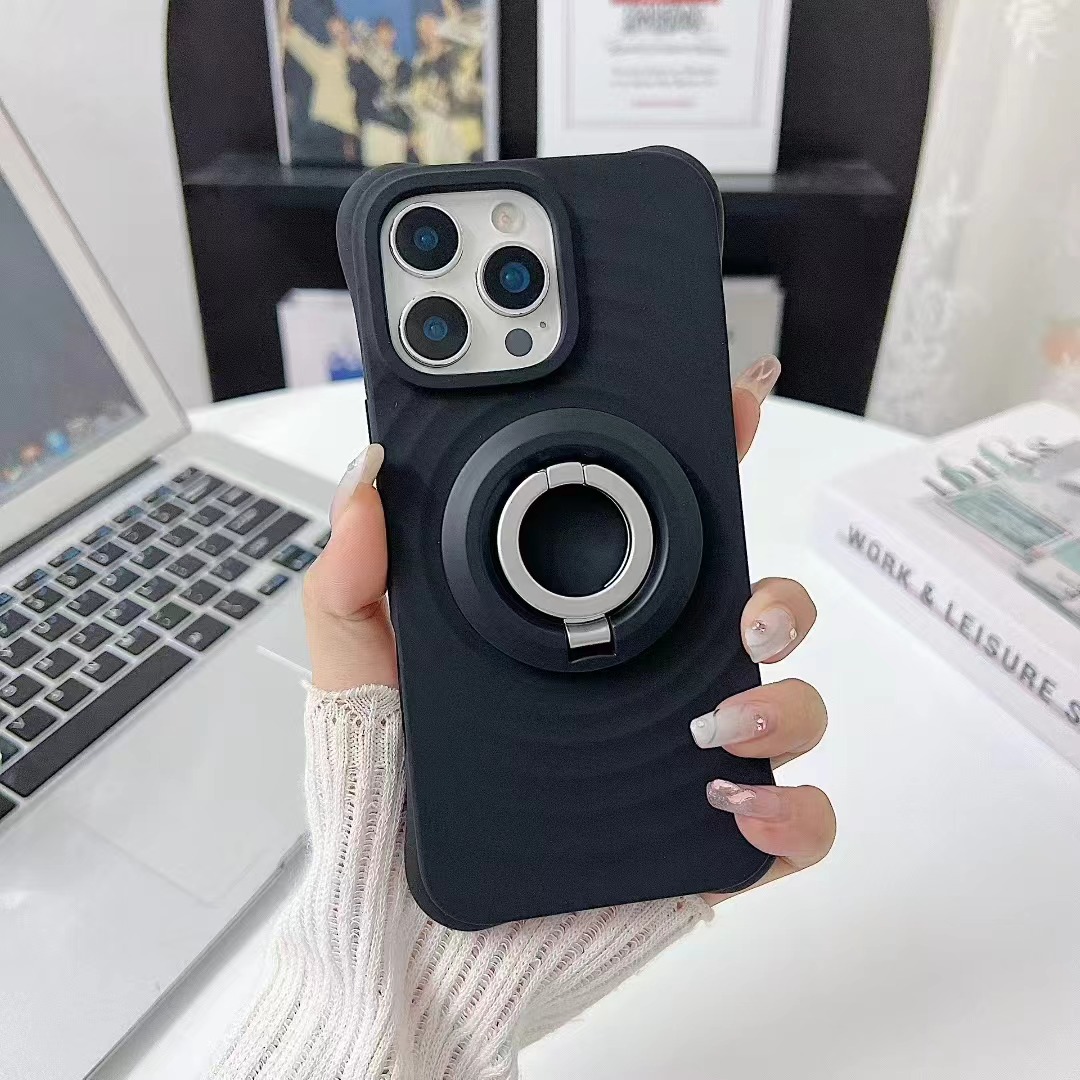 「波漾双环强力磁吸支架车载折叠360旋转伸缩追剧纯色女潮流」