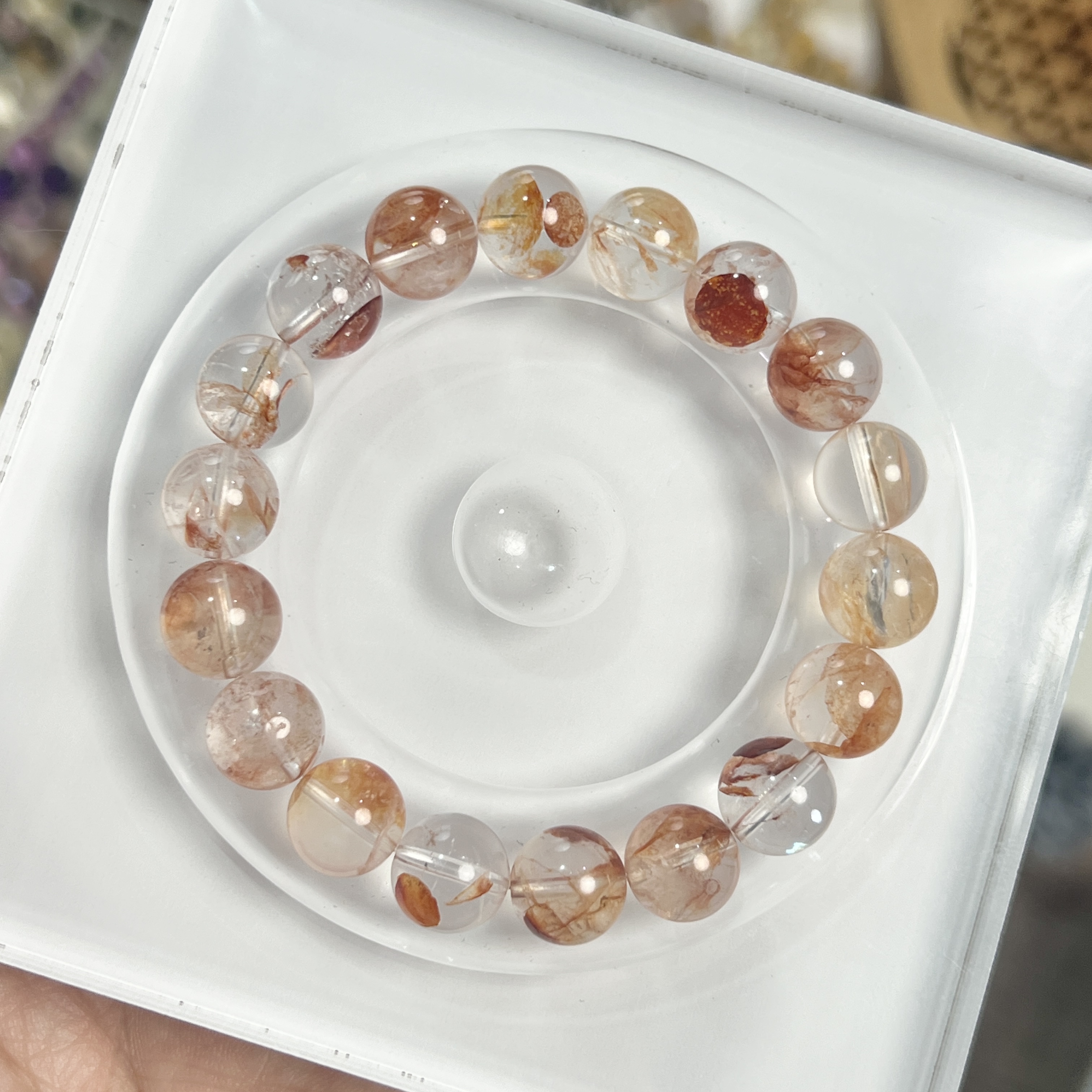 天然水晶手串 胶花水晶 一物一拍