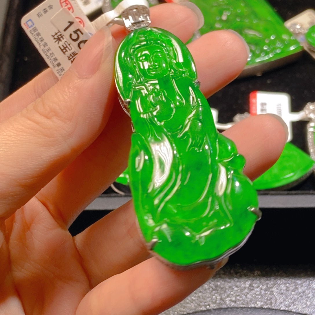 翡翠银S925镶嵌吊坠(不含链)