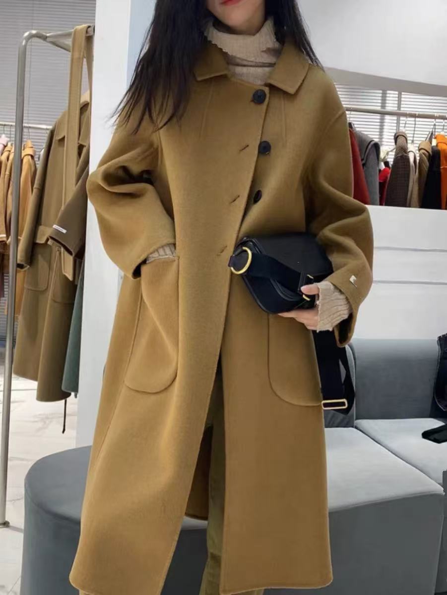 5240 YS中长款新款高级感大牌高端宽松羊毛呢子外套动漫卡牌