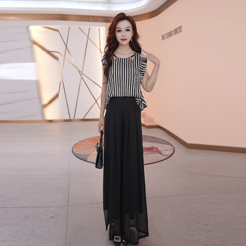 【两件套】夏季时尚女神修身洋气宽松气质休闲百搭显瘦减龄女装套裤