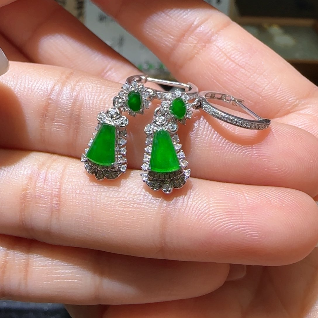 【闪购商品】翡翠耳饰18K金镶嵌天然