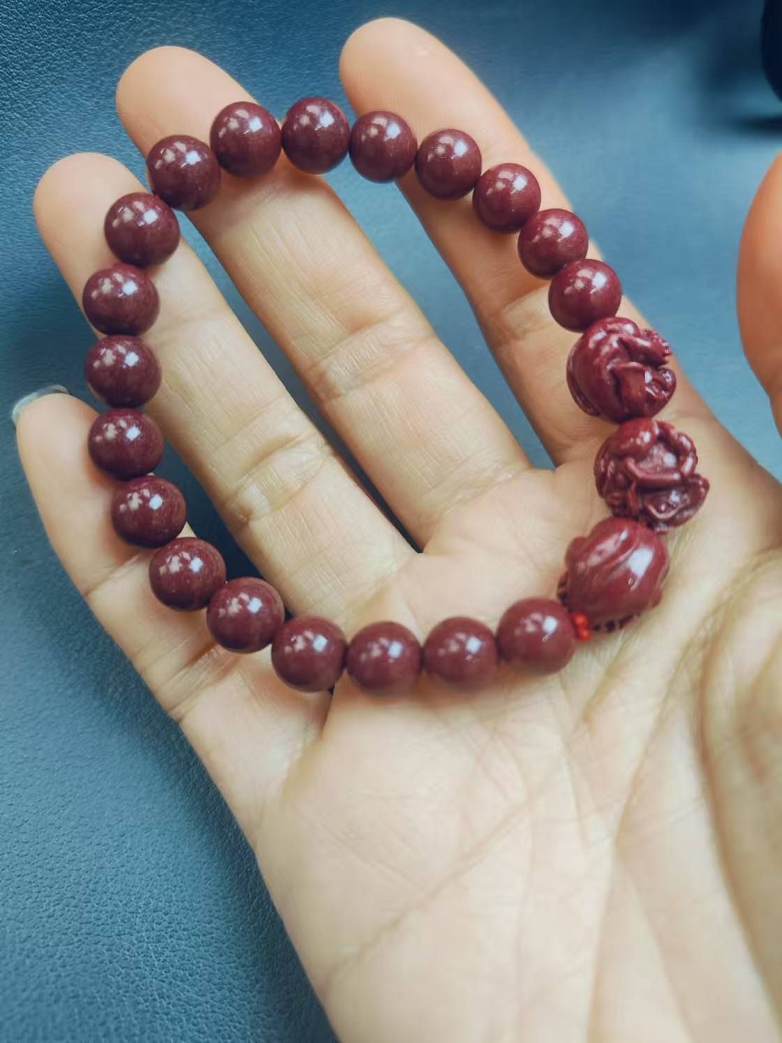 含辰砂工艺品0.8紫砂兔手串