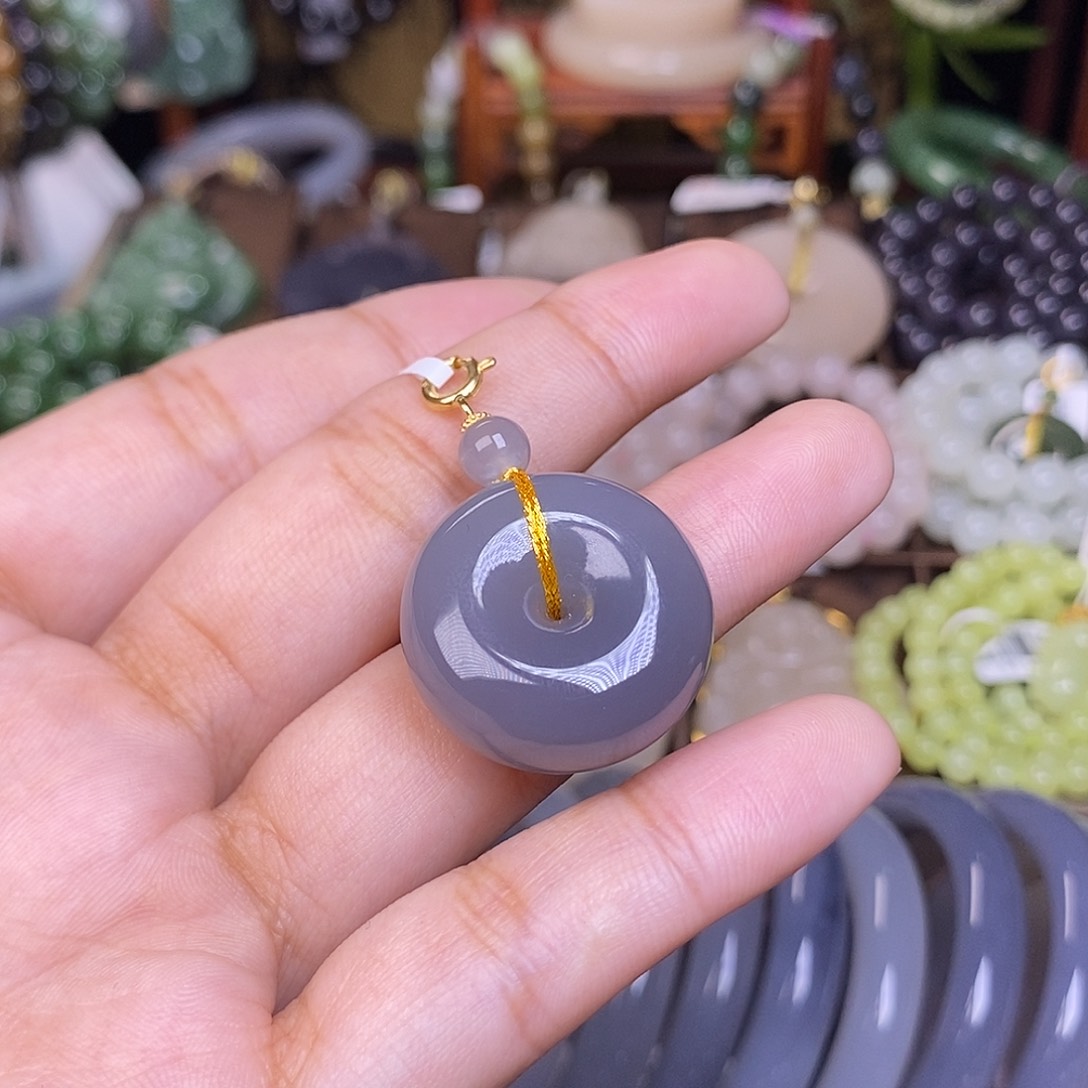 和田玉未镶嵌烟紫高冰老料平安扣