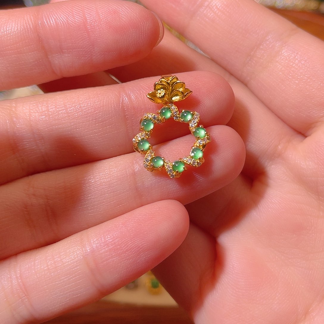 翡翠银S925镶嵌吊坠(不含链)