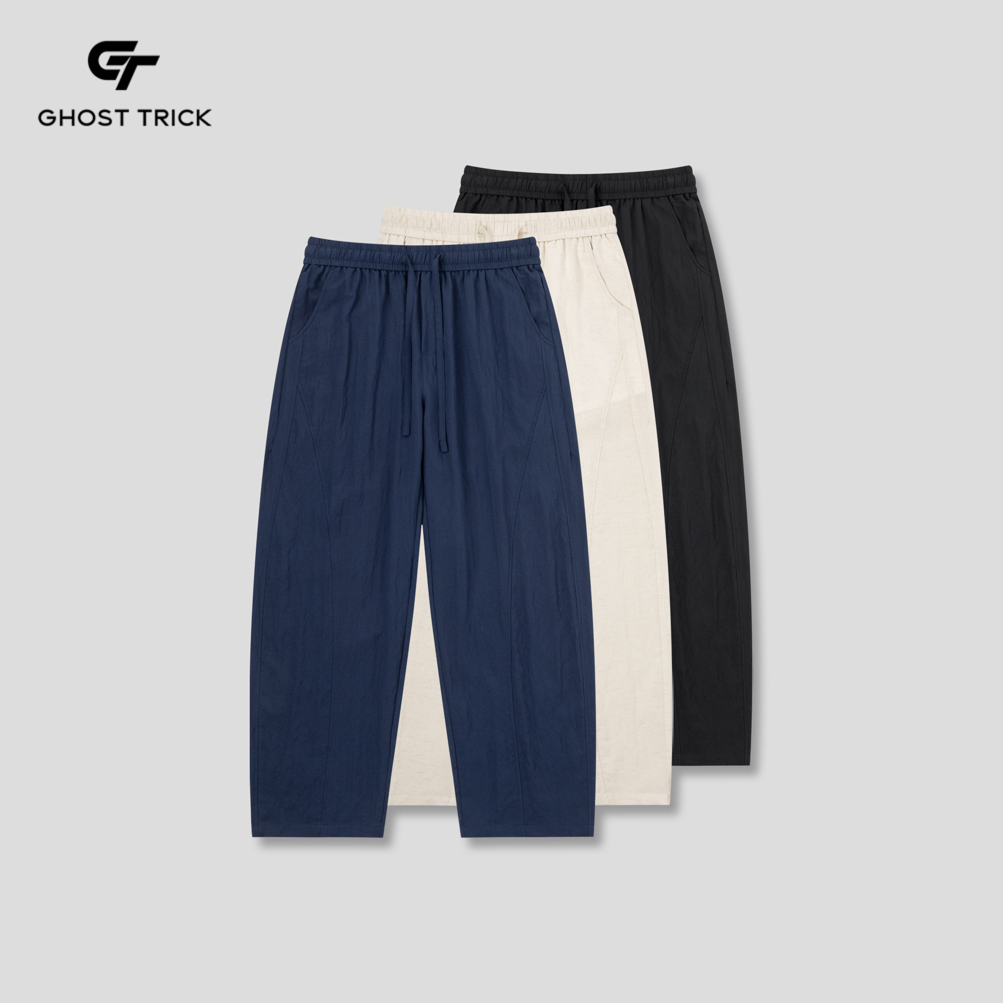 夏季新款舒适百搭通勤宽松阔腿薄款休闲裤F769