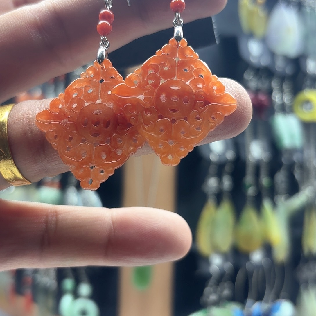 翡翠耳饰银S925镶嵌星****