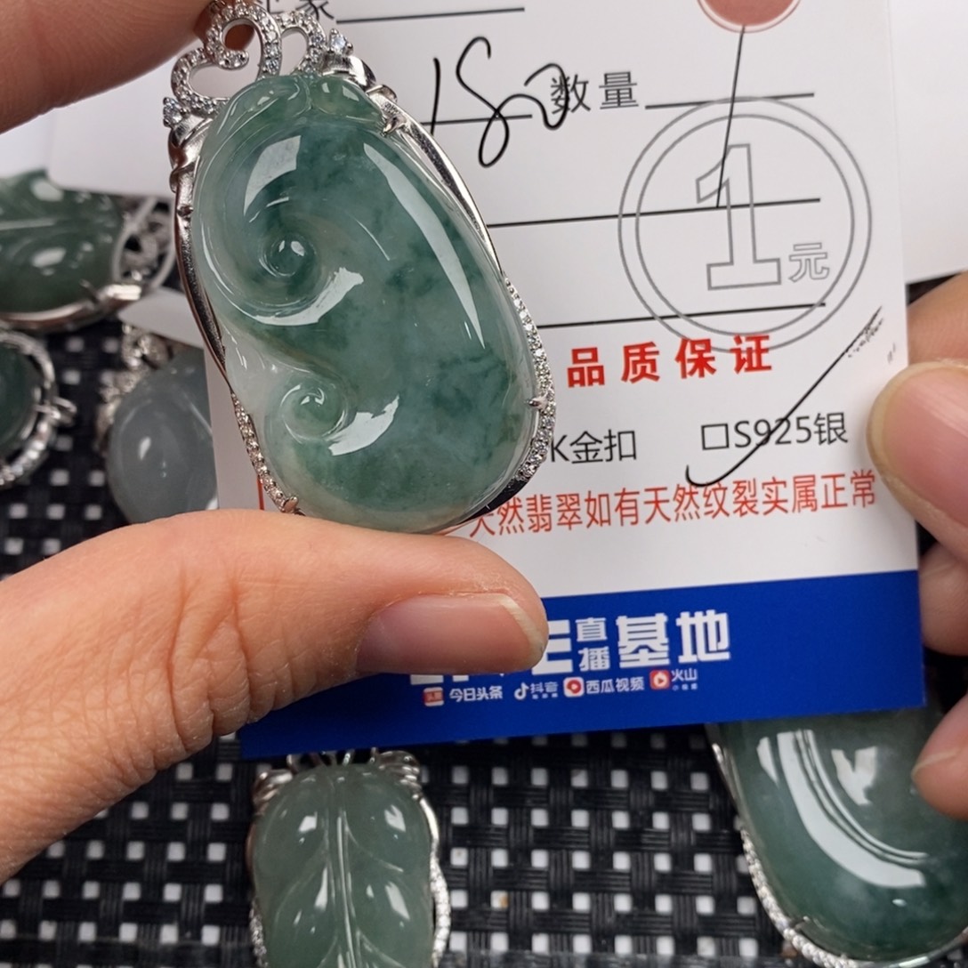 金***饰翡翠银S925镶嵌颈饰