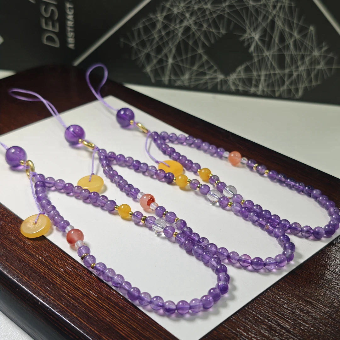 【小宝晶选】原创紫水晶手机链 多样性发一件 874XBAT