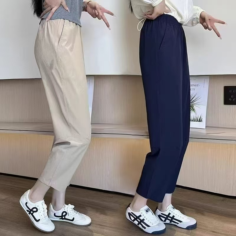 夏季凉感冰丝速干裤透气运动裤女休闲裤宽松小个子穿搭哈伦裤大码