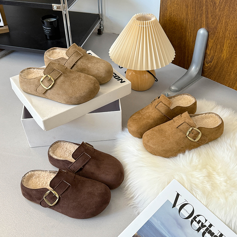 5CM厚底加绒半拖勃肯女鞋内增高软底休闲时尚复古百搭女鞋T209-5