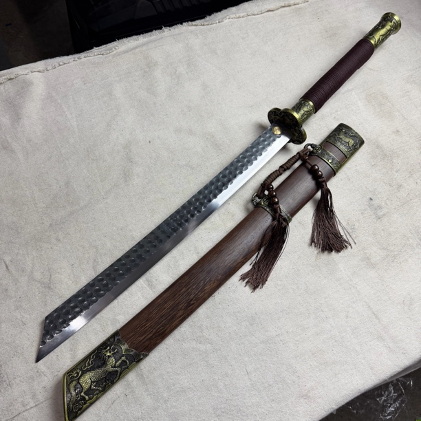 3294 龙泉昊天宝剑高锰钢一体锻打唐横刀未开刃