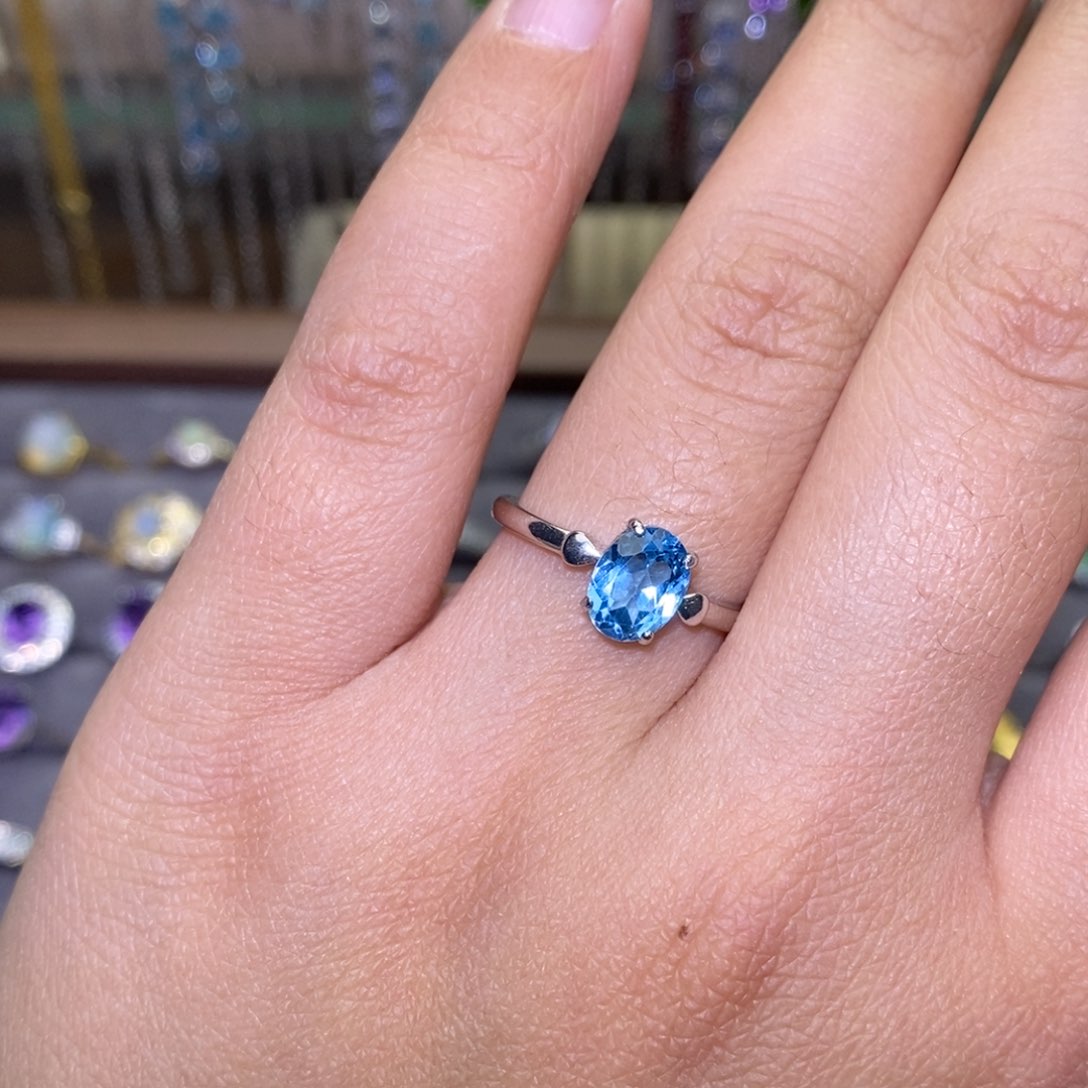 托帕石戒指银S925镶嵌5668