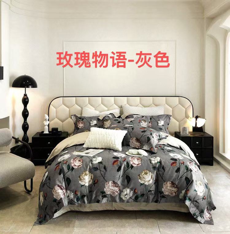 【玫瑰物语-灰色】四季用 暖气房也能用100棉全棉纯棉匹马棉四件套