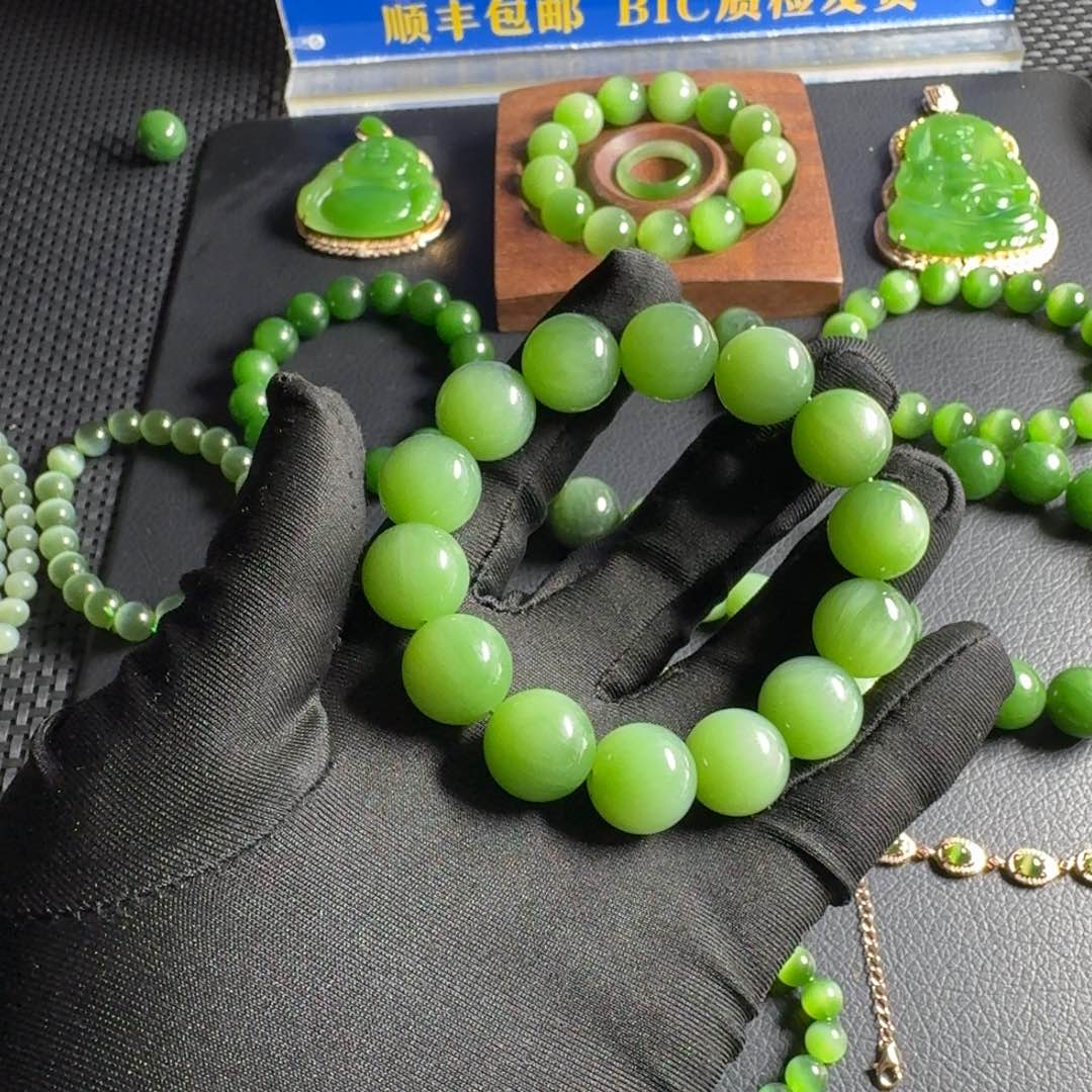 和田玉（碧玉）手串未镶嵌任*闯