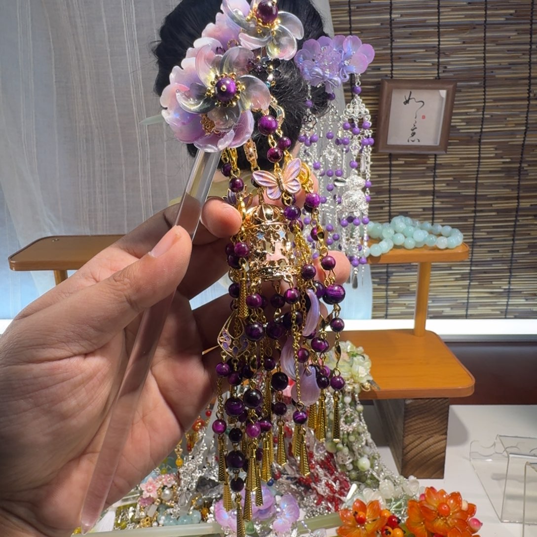 蛇纹石玉合金发饰