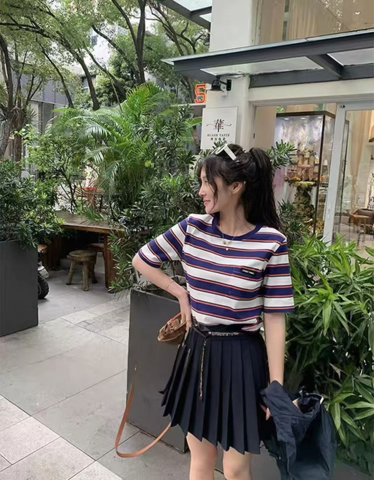 深圳南油25秋冬抽绳复古泰式学院风百褶裙文艺少女风半身裙