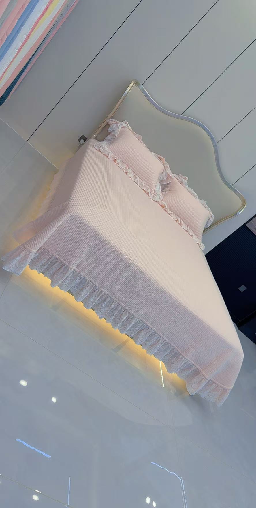 轻奢高密度砂洗床盖三件套亲肤简约夹棉绗缝