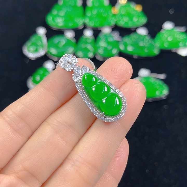 翡翠银S925镶嵌吊坠(不含链)