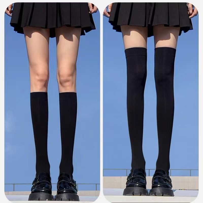 过膝袜子女秋四款纯棉长筒袜jk大腿袜日系长袜