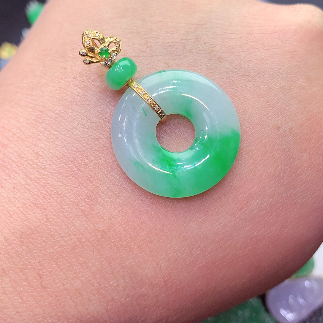 翡翠颈饰18K金镶嵌纯天然