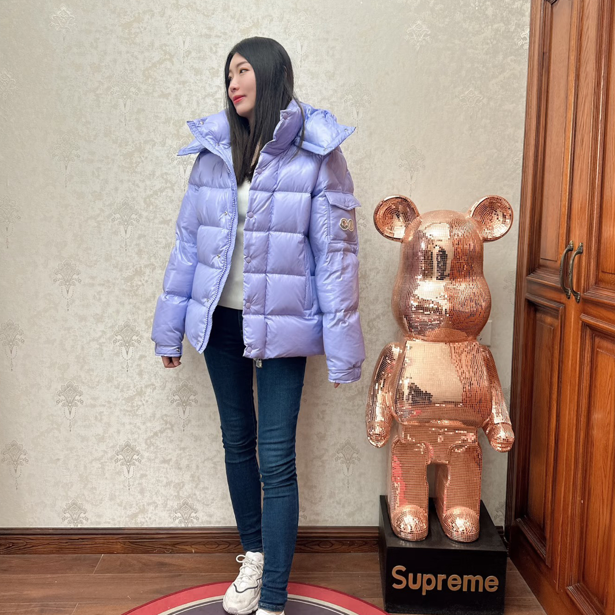 99新 MONCLER 蒙口 紫色 玛雅 70周年 羽绒服 外套 1码 99新