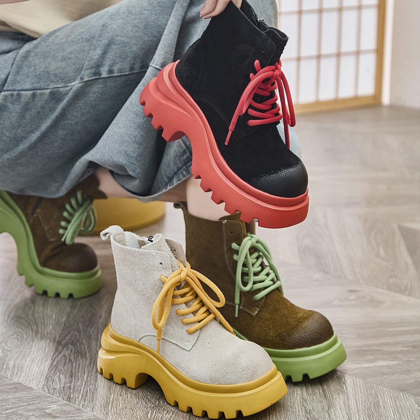 百搭马丁靴女款2025新款春秋短筒女鞋韩系小裸靴厚底学生小短靴子