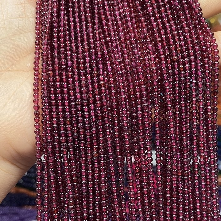 玛瑙/玉髓未镶嵌珠宝半成品天然石榴石卡2mm（3条）