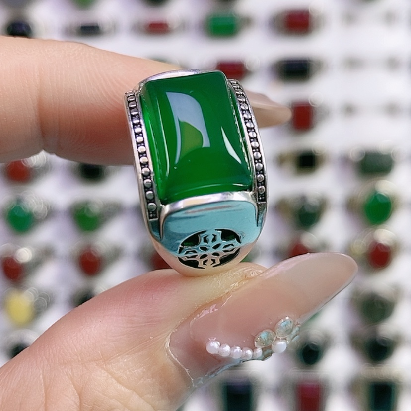 【闪购商品】银S925镶嵌戒指玛瑙/玉髓随****6