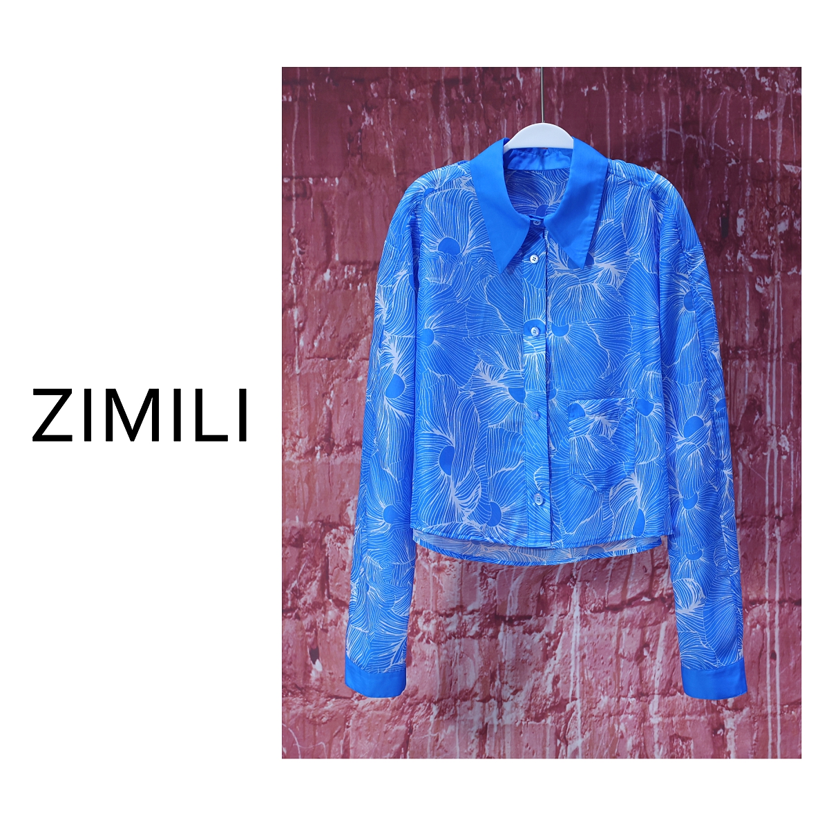 【亮哥女装】2025新品《晴空万里》晴空蓝抽象满印气质衬衫7506-Z3