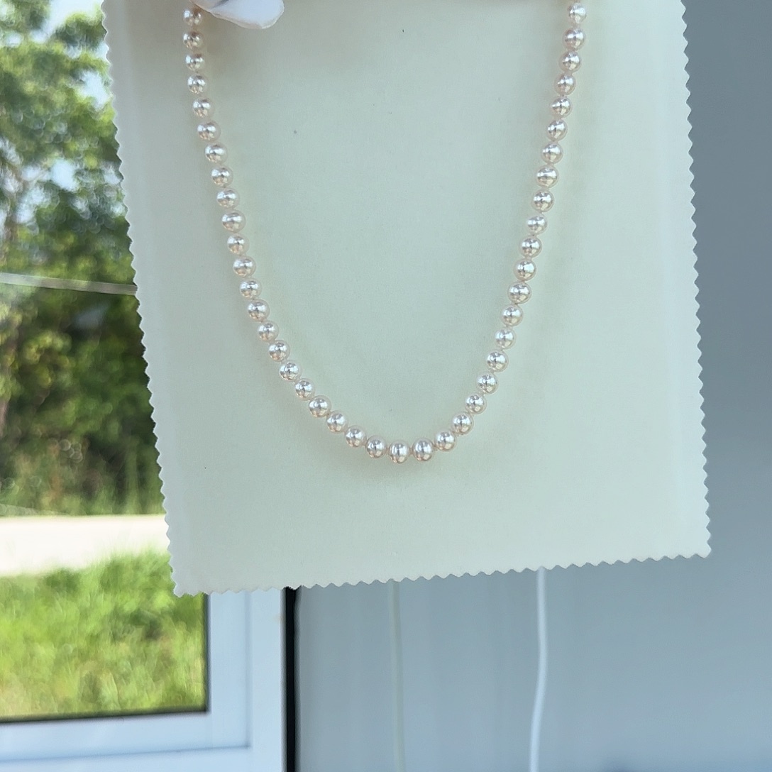 淡水珍珠银S925镶嵌颈饰7-8无核极光镜面炫彩白亮