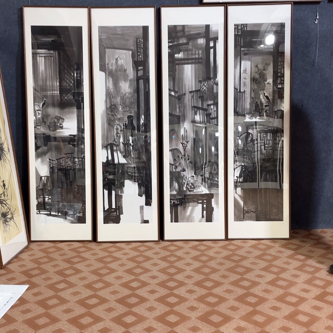 国画手绘画作品带框