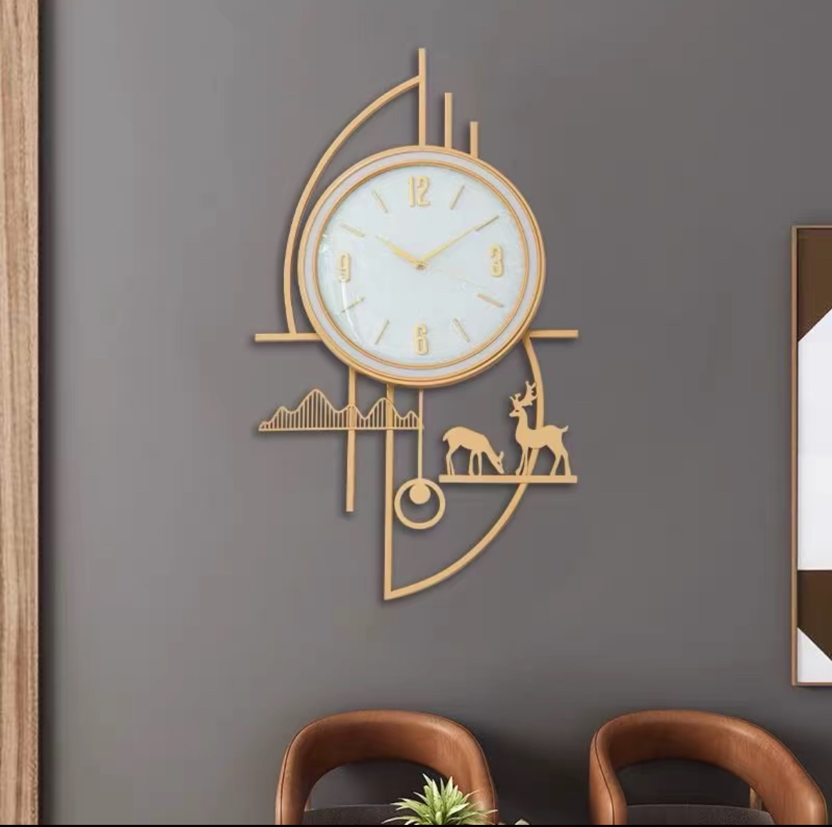金属时尚客厅简约摇摆大号个性家用餐厅时钟静音装饰挂表