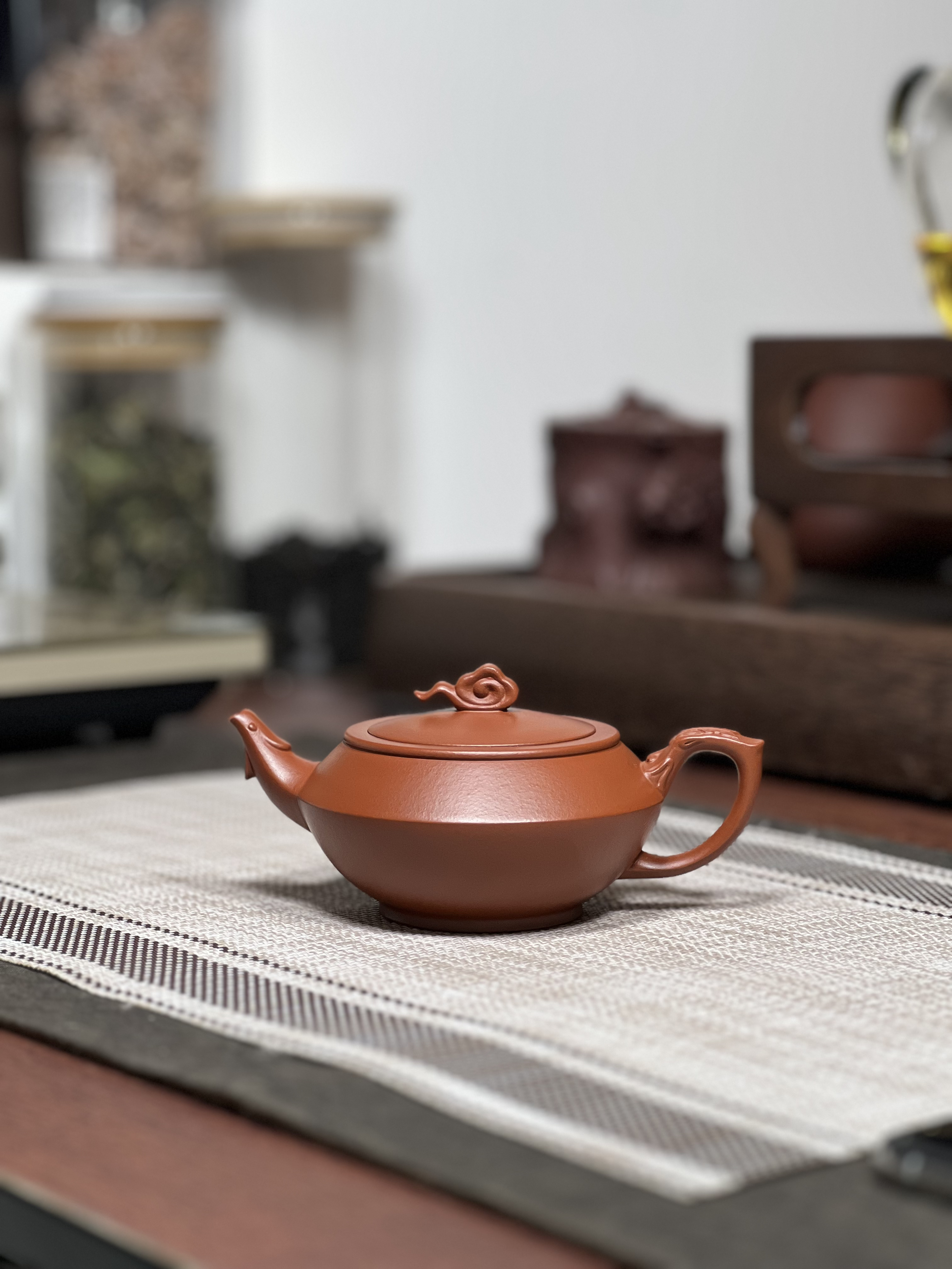 原矿赵庄朱泥汉云壶160毫升（晃盖）半手工宜兴茶具套装紫砂壶034