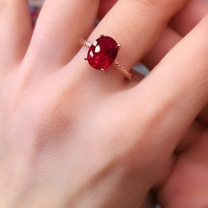 红宝石戒指银S925镶嵌